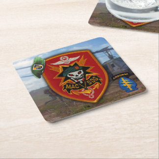 Dessous-de-verre Carré En Papier MACVSOG 5e Groupe des forces spéciales Berets vert