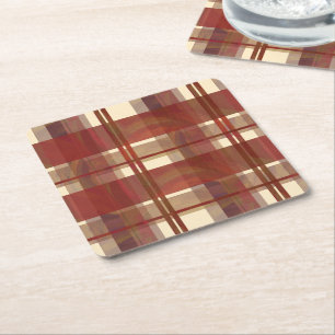 Dessous-de-verre Carré En Papier Madras Plaid Fall Red