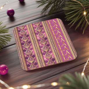 Dessous-de-verre Carré En Papier Magenta Gold Fa Noël La La Motif#27 ID1009
