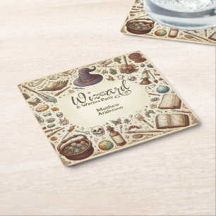 Dessous-de-verre Carré En Papier Magique sorcière vintage sorcière Casquettes