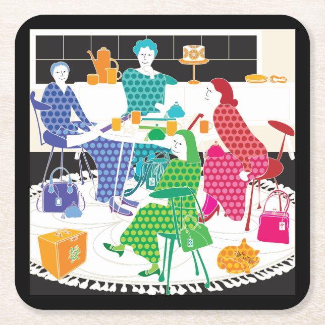 Dessous-de-verre Carré En Papier Mah Jongg Polka-Dots Coasters (Devant)