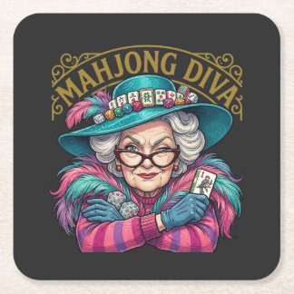 Dessous-de-verre Carré En Papier Mahjong Diva Funny Women's