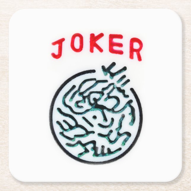 Dessous-de-verre Carré En Papier MahJong symbole du jeu Joker tuile (Devant)