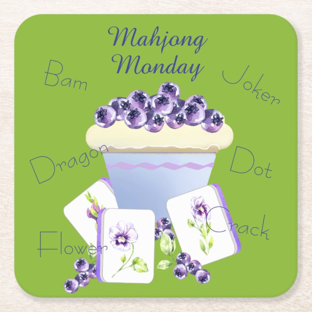 Dessous-de-verre Carré En Papier Mahjong Tiles Paper Coaster (Devant)