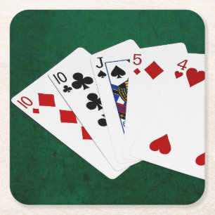 Dessous-de-verre Carré En Papier Mains de poker - Une paire - Dix