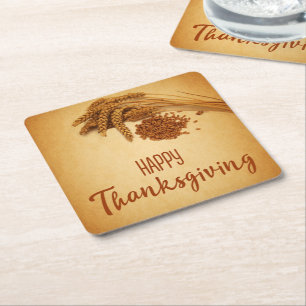 Dessous-de-verre Carré En Papier Maïs de blé à Bon thanksgiving vintage