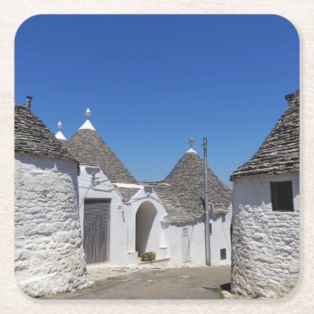 Dessous-de-verre Carré En Papier Maisons de Trulli dans Alberobello, dessous de (Devant)