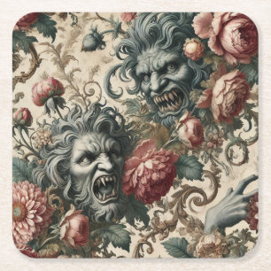 Dessous-de-verre Carré En Papier Malveillance Doppelganger - Coussin floral gothiqu