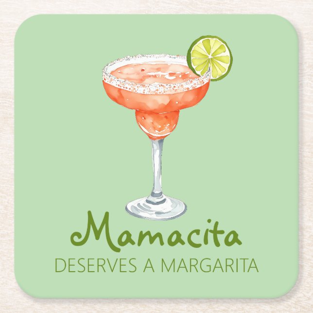 Dessous-de-verre Carré En Papier Mamacita Mérite une Marg de fraise Margarita (Devant)