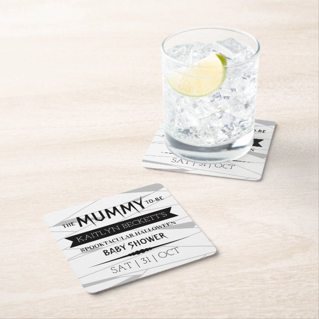 Dessous-de-verre Carré En Papier Maman à être | Baby shower Halloween (En situation)