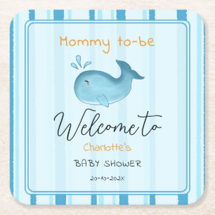 Dessous-de-verre Carré En Papier Maman futur bébé baleine mignonne Shower