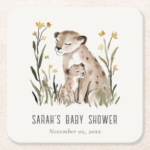 Dessous-de-verre Carré En Papier Maman rustique mignonne et bébé tigre feuillage Ba