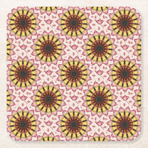 Dessous-de-verre Carré En Papier Mandala de lances tribales et cœurs qui se fanent