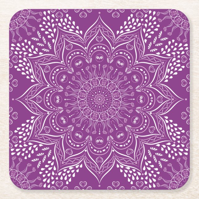 Dessous-de-verre Carré En Papier Mandala violet (Devant)