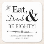 Dessous-de-verre Carré En Papier Mangez Boire et être 80e Throwback 80e anniversair<br><div class="desc">Ça va être une fête de 80ème anniversaire,  alors habillez votre table avec ce dessous de verre en papier rétro branché Mange,  Bois et Soins ! ! Fournitures de partie correspondant disponibles.</div>