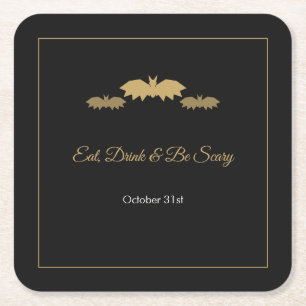 Dessous-de-verre Carré En Papier Mangez, Buvez & Soyez Effrayant Bats Halloween en
