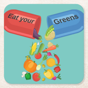 Dessous-de-verre Carré En Papier Mangez vos verts Veggie Pill Nutrition Alimentatio