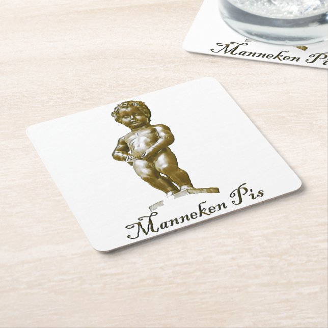 Dessous-de-verre Carré En Papier Manneken Pis - Belgique - Bruxelles - Bruxelles (Incliné)