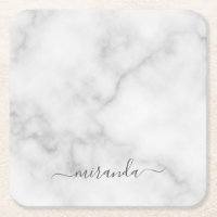 Marbre blanc de nom personnalisé de script moderne