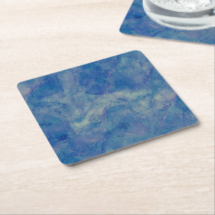Dessous-de-verre Carré En Papier Marbre bleu et rose Acrylique Abstraction