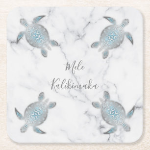 Dessous-de-verre Carré En Papier Marbre des tortues marines Mele Kalikimaka Noël 