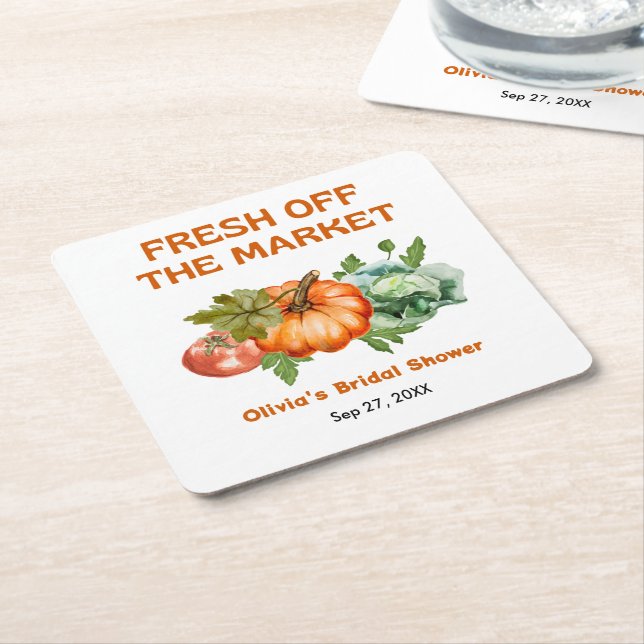 Dessous-de-verre Carré En Papier Marché des agriculteurs Frais du marché Enterremen (Incliné)