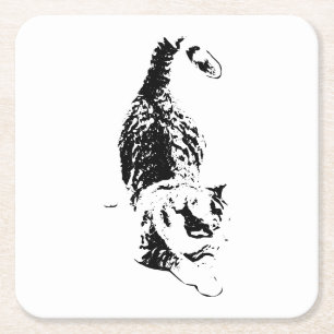 Dessous-de-verre Carré En Papier Marches de chats à travers les ombres d'automne