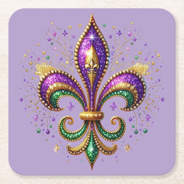 Dessous-de-verre Carré En Papier Mardi Gras Paper Coaster (Devant)