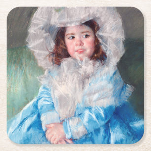 Dessous-de-verre Carré En Papier Margot en bleu, Mary Cassatt