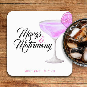 Dessous-de-verre Carré En Papier Margs & Matrimony Rose Fête de Mariage