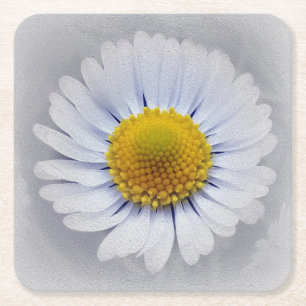 Dessous-de-verre Carré En Papier marguerite blanche brillante