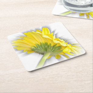 Dessous-de-verre Carré En Papier marguerite jaune