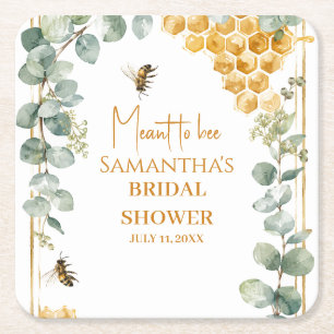 Dessous-de-verre Carré En Papier Mariage Abeille à Miel en Eucalyptus