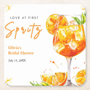 Dessous-de-verre Carré En Papier Mariage Amour de Cocktail Orange au Premier Spritz