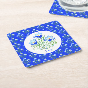 Dessous-de-verre Carré En Papier Mariage aux Crocus Bleus