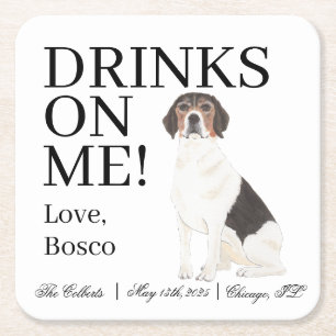 Dessous-de-verre Carré En Papier Mariage beagle