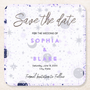 Dessous-de-verre Carré En Papier Mariage céleste noir et violet, mise en garde de l