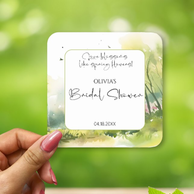 Dessous-de-verre Carré En Papier Mariage champêtre en forêt printanière (Créateur téléchargé)