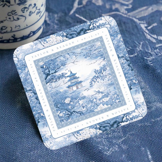 Dessous-de-verre Carré En Papier Mariage Chinoiserie d'inspiration porcelaine ID109 (Créateur téléchargé)