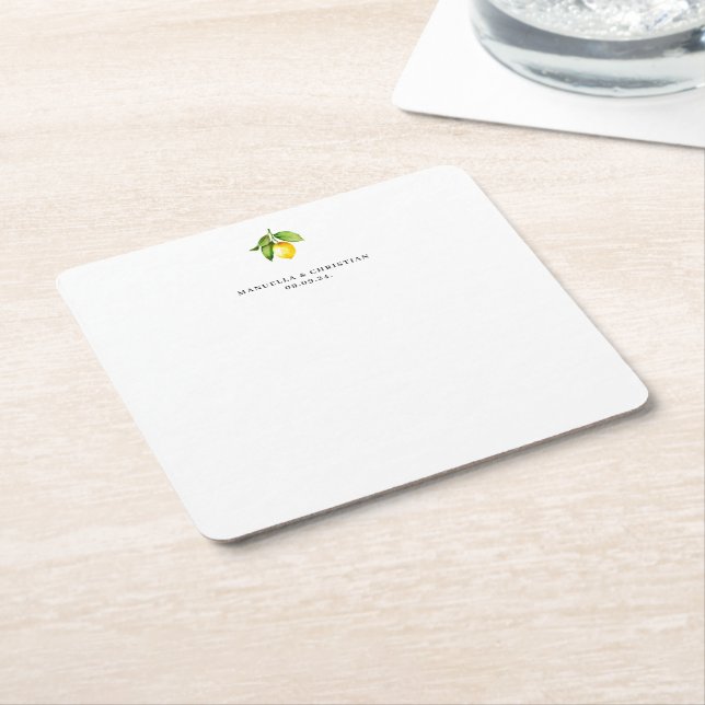 Dessous-de-verre Carré En Papier Mariage Citron (Incliné)