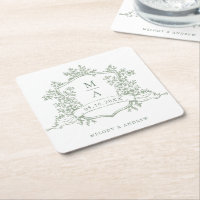 Mariage Classique Monogrammes de Crête Florale Ver