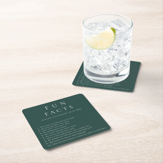 Dessous-de-verre Carré En Papier Mariage Classique Vert Émeraude Faits Amusants Sim (En situation)