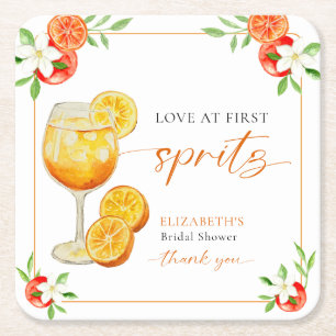 Dessous-de-verre Carré En Papier Mariage coup de foudre au Spritz Réception de mari