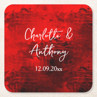Dessous-de-verre Carré En Papier Mariage Creative Abstrait Artwork rouge