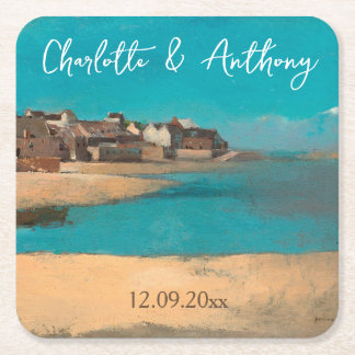 Dessous-de-verre Carré En Papier Mariage Creative Village Sea Sky impressionniste