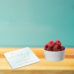 Dessous-de-verre Carré En Papier Mariage d'aquarelle bleu