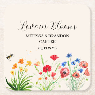 Dessous-de-verre Carré En Papier Mariage d'aquarelle Rustique Fleur sauvage Garden