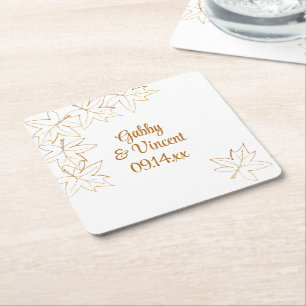 Dessous-de-verre Carré En Papier Mariage de bord de feuille d'érable