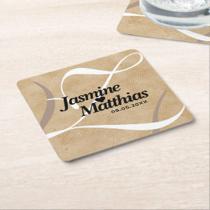 Dessous-de-verre Carré En Papier Mariage de Burlap Vintage rustique