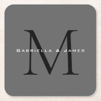 Mariage de calligraphie gris-noir monogramme